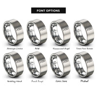 font options for inside engraving on silver marker buoy rings