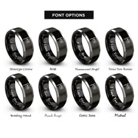 font options for inside engraving on black & gray marker flag rings