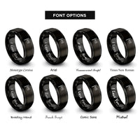 font options for inside engraving on black marker flag rings