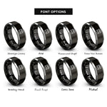 font options for inside engraving on black & silver market awning stand rings