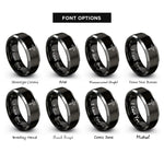 font options for inside engraving on black & grey marking gauge rings
