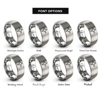 font options for inside engraving on silver marking gauge rings