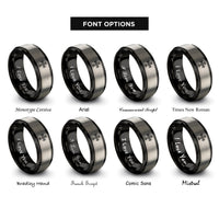 font options for inside engraving on black & grey marquesan cross rings