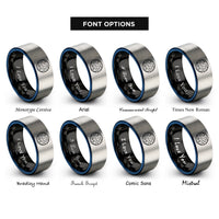 font options for inside engraving on black & blue & grey mars rings