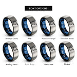 font options for inside engraving on black & blue & grey mars rings