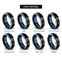 font options for inside engraving on black & blue & gray mars rover rings