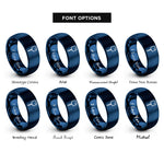 font options for inside engraving on blue marshmallow on stick rings