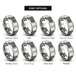 font options for inside engraving on silver marshmallow on stick rings