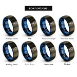 font options for inside engraving on gunmetal & blue marshmallow on stick rings