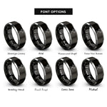 font options for inside engraving on black & grey marshmallows sticks rings