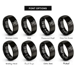font options for inside engraving on black marshmallows sticks rings