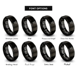 font options for inside engraving on black marshmallows sticks rings