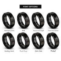 font options for inside engraving on black marshmallows sticks rings