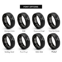 font options for inside engraving on black marshmallows sticks rings