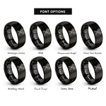 font options for inside engraving on black marshmallows sticks rings