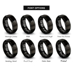 font options for inside engraving on black marshmallows sticks rings