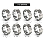 font options for inside engraving on silver marshmallows sticks rings