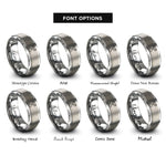 font options for inside engraving on gray marshmallows sticks rings