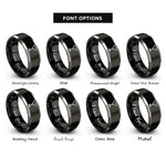 font options for inside engraving on black & grey martini glass rings