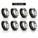 font options for inside engraving on black & gray martini glass rings