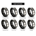 font options for inside engraving on black & gray martini glass rings