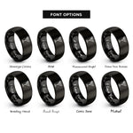 font options for inside engraving on black martini olive rings