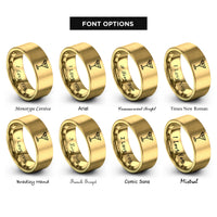font options for inside engraving on gold martini olive rings