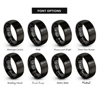 font options for inside engraving on black mash paddle rings