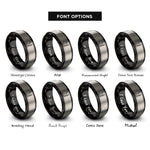 font options for inside engraving on black & grey masjid crescent rings