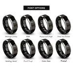 font options for inside engraving on black & grey masjid crescent rings