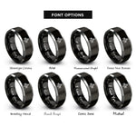 font options for inside engraving on black & gray mason silhouette rings