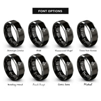 font options for inside engraving on black & gray mason silhouette rings