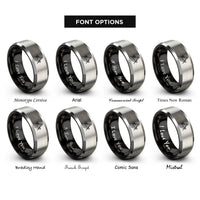 font options for inside engraving on black & gray mason silhouette rings