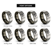 font options for inside engraving on gunmetal & gray mason silhouette rings