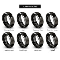 font options for inside engraving on black & gray mason trowel rings