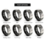 font options for inside engraving on black & grey mason trowel bricks rings
