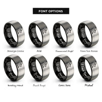 font options for inside engraving on black & grey mason trowel bricks rings