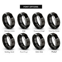 font options for inside engraving on black & silver matcha whisk chasen rings