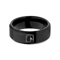 matching bands for partners – black tungsten fibonacci spiral wedding band