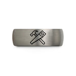 custom couples rings men – black & gray tungsten hammer saw crossed wedding band