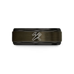 his and hers wedding bands – gunmetal & black tungsten hammer saw crossed wedding band