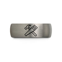 tungsten couples rings set – gunmetal & gray tungsten hammer saw crossed wedding band