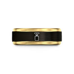 custom couple rings engraved – black & gold tungsten lit candle halo wedding band