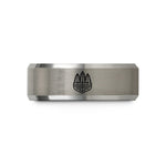 couples matching wedding bands – black & silver tungsten pine reflection wedding band