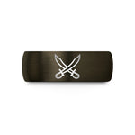 matching bands for lovers – gunmetal & black tungsten crossed cutlasses wedding band