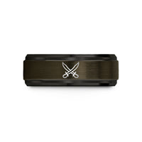 matching bands for lovers – gunmetal & black tungsten crossed cutlasses wedding band