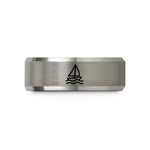 pair rings for couples – black & grey tungsten sail icon wave wedding band