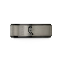 matching bands for partners – black & silver tungsten ripper tooth wedding band