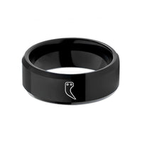 engraved rings for couples – black tungsten ripper tooth wedding band
