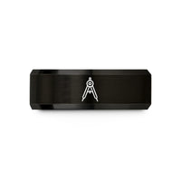 unisex tungsten wedding band – black tungsten drafting compass wedding band